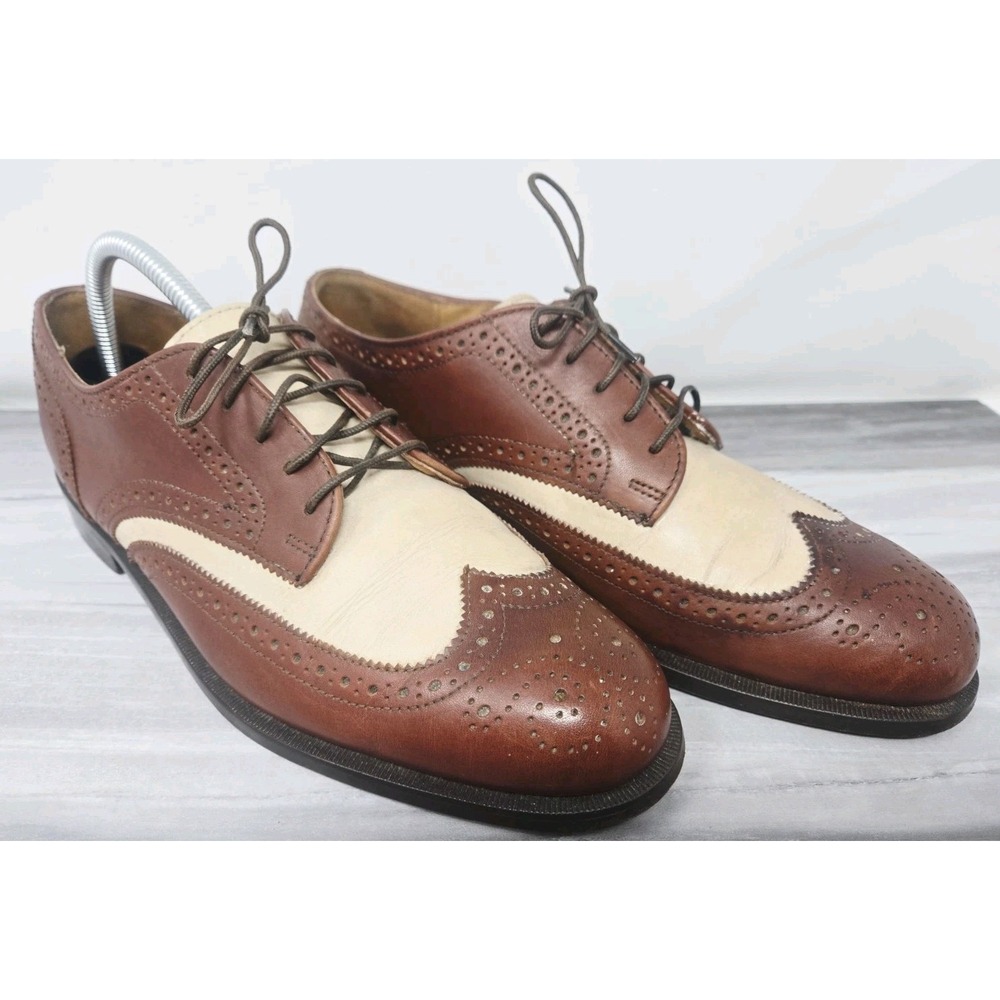 Vintage Cole Haan Wingtip Oxford Spectator Flex Comfort 2 Tone Dress Shoes 8.5 D